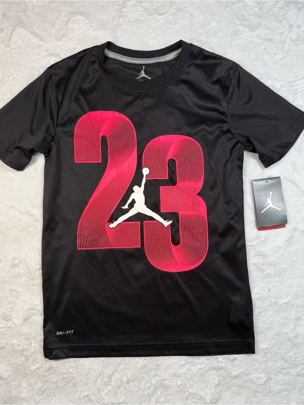 Jordan Kids Black Tee with Pink 23 Graphic